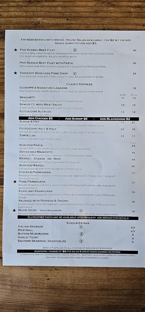 Giuseppe's Menu image 1